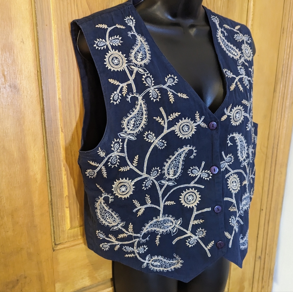 Paul harris design navy vest floral embroidery pattern